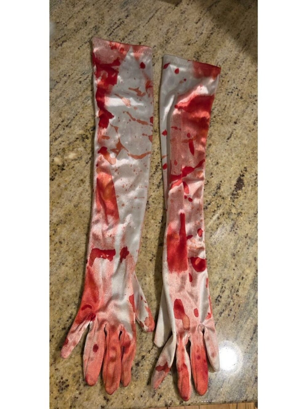 Women's One Size Blood Soaked Stain Spatter Gloves Costume Horror 22" Long